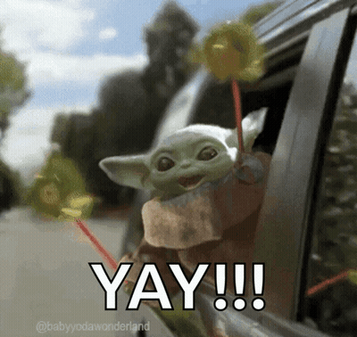 Baby Yoda Sticking Head Out Window GIF