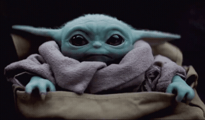 Baby Yoda Toy With Scarf GIF