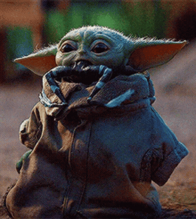 Baby Yoda With Beard Sitting With Bag GIF