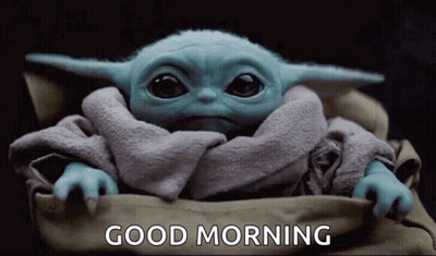 Baby Yoda Wrapped In Blanket Saying Good Morning GIF