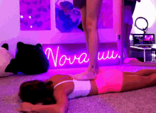 Back Massage Stepping Yoga Neon Lights GIF