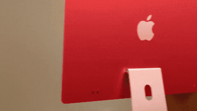 Back Of Red Apple Computer Monitor GIF