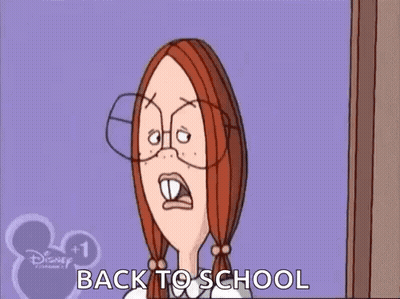 Back To School Girl With Computer And Papers GIF