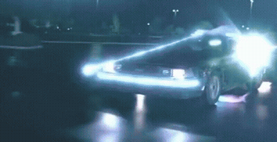 Back To The Future Car Driving Down Dark Street GIF