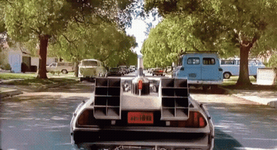 Back To The Future Car Driving With Red License Plate GIF