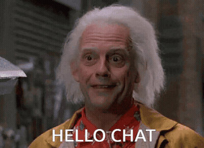 Back To The Future Doc Brown Smiling Says Hello Chat GIF