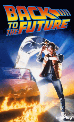 Back To The Future Movie Poster Man In Front Of Car GIF