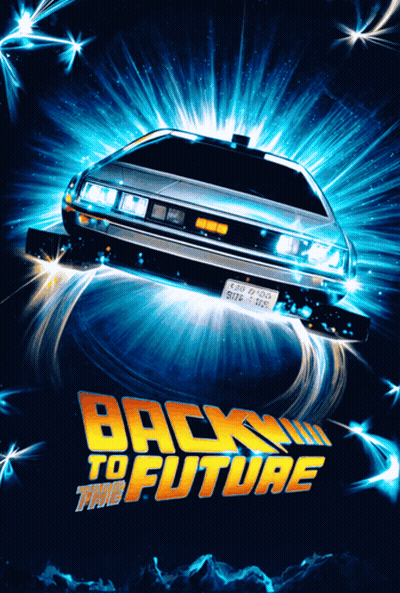 Back To The Future Movie Poster With Delorean GIF