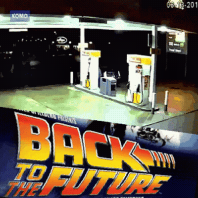 Back To The Future Poster Gas Station Night GIF