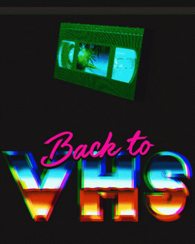 Back To VHS Sign With Green Cassette Tape GIF