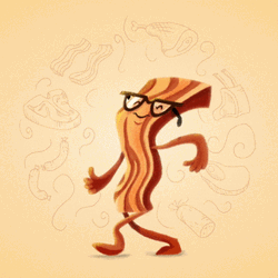 Bacon Meat Walked Happily And Peacefully GIF