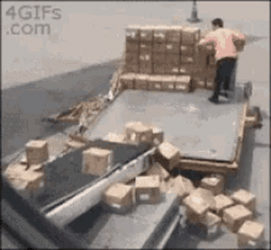 Bad Employee Throwing Amazon Boxes GIF
