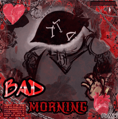 Bad Morning Greeting Card With Red Heart And Chains GIF