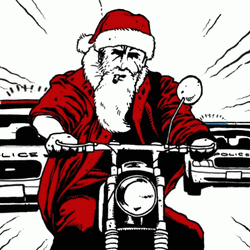 Bad Santa On A Motorcycle GIF