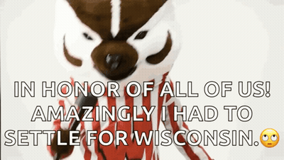 Badger Mascot Holding Microphone In Honor Of All Of Us GIF