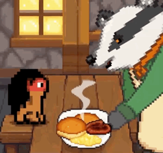 Badger Sitting At Table With Plate Of Food GIF