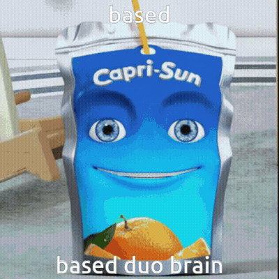 Bag Of Capri Sun Orange Juice With Face GIF