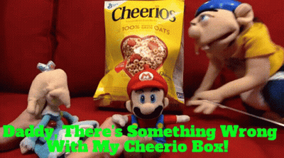 Bag Of Cheerios On Couch Next To Mario GIF