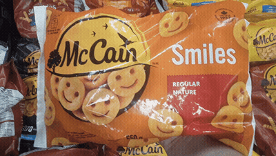 Bag Of McCain Smiles On Table GIF