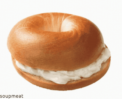 Bagel With Cream Cheese Saying Soupmeat GIF
