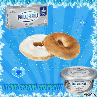 Bagel With Philadelphia Cream Cheese Saying I Love Cream Cheese GIF