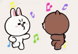 Bailando Dancing Rabbit Bear Couple GIF