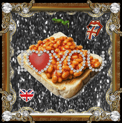 Baked Beans On Toast With British Flag GIF