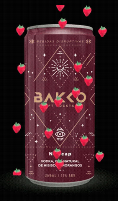Bakko Craft Cocktail Can With Strawberries GIF