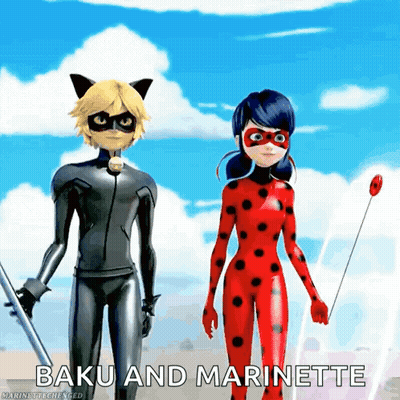 Baku And Marinette Standing Together GIF