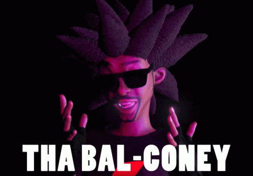 Bal-Coney Poster With Man And Flames Behind Him GIF
