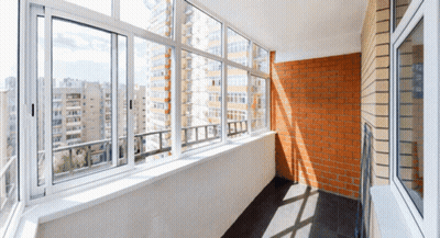 Balcony With Brick Walls And Windows GIF