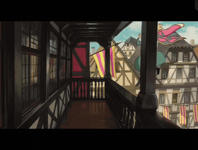 Balcony With Flags GIF