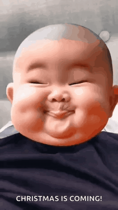 Bald Baby Smiling Eyes Closed Mouth Open GIF