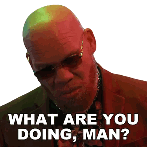 Bald Bearded Man Asking What Are You Doing Sticker
