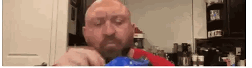Bald Bearded Man Eating Chips Sticker