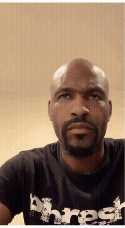 Bald Bearded Man In Black Shirt Saying Thrash GIF