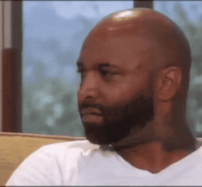 Bald Bearded Man Looking Sideways GIF