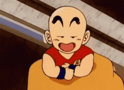 Bald Cartoon Character Sitting On Table GIF