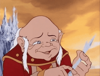 Bald Cartoon Character With White Hair Holding Something GIF