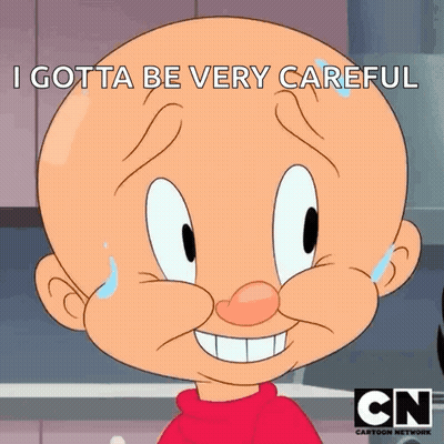 Bald Cartoon Smiling I Gotta Be Very Careful GIF