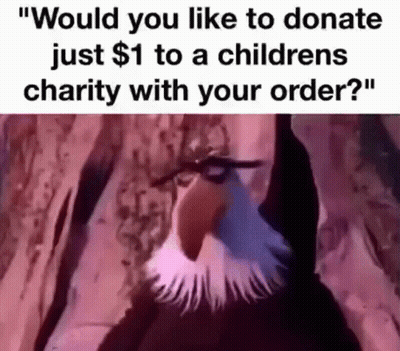 Bald Eagle Asking To Donate $1 To Children's Charity GIF