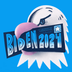 Bald Eagle Biting Biden Placard GIF