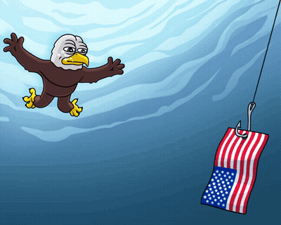 Bald Eagle Flying With American Flag GIF