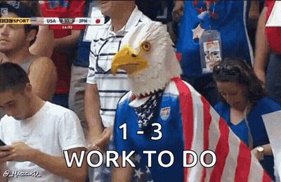 Bald Eagle Mask Man With Work To Do In Crowd GIF