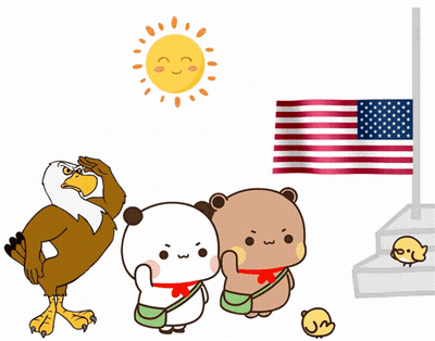 Bald Eagle Saluting Two Bears And Two Chicks GIF