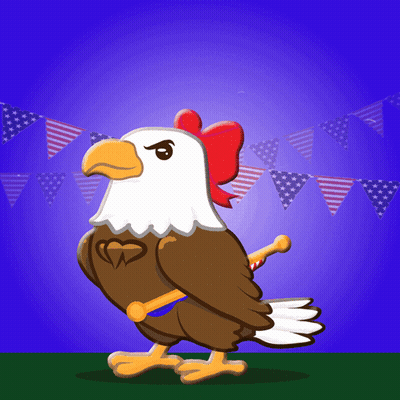 Bald Eagle With Heart On Chest Holding Flag GIF