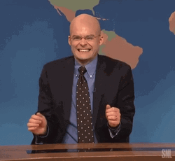 Bald Giggling Bill Hader Dance GIF