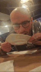 Bald Guy Plate Slurp GIF