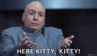 Bald Man Blue Suit Pointing Here Kitty Kitty GIF