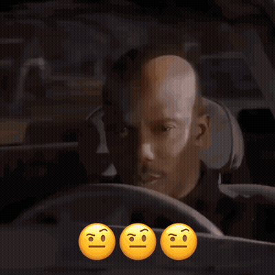 Bald Man Driving Car With Three Smiley Faces GIF